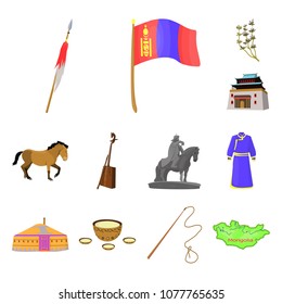 Country Mongolia cartoon icons in set collection for design.Territory and landmark vector symbol stock web illustration.