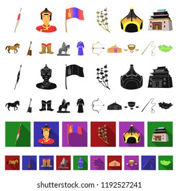 Country Mongolia cartoon icons in set collection for design.Territory and landmark vector symbol stock web illustration.