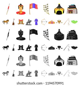 Country Mongolia cartoon icons in set collection for design.Territory and landmark vector symbol stock web illustration.