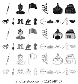 Country Mongolia cartoon icons in set collection for design.Territory and landmark vector symbol stock web illustration.