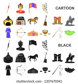 Country Mongolia cartoon icons in set collection for design.Territory and landmark vector symbol stock web illustration.