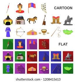 Country Mongolia cartoon icons in set collection for design.Territory and landmark vector symbol stock web illustration.