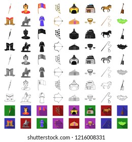 Country Mongolia cartoon icons in set collection for design.Territory and landmark vector symbol stock web illustration.