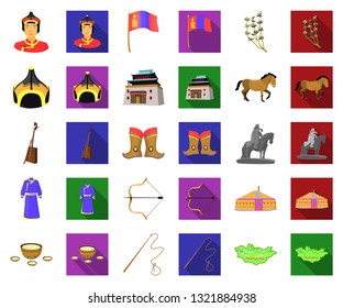 Country Mongolia cartoon,flat icons in set collection for design.Territory and landmark vector symbol stock web illustration.