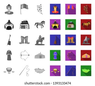 Country Mongolia mono,flat icons in set collection for design.Territory and landmark vector symbol stock web illustration.