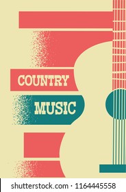 Country Music background with musical instrument acoustic guitar and text.Vector music festival illustration