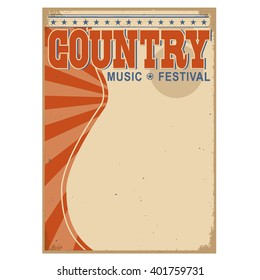 Country Music Background For Text.Vector Poster Illustration