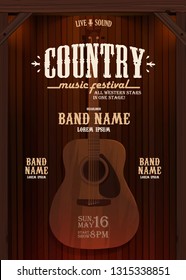 Country Music Evening Wild West Vertical Poster With Guitar