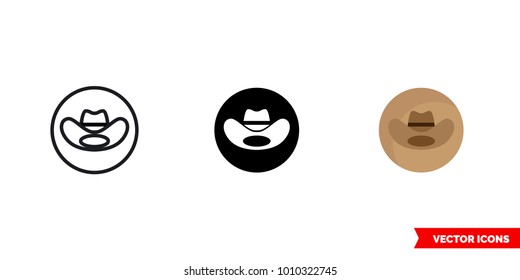 Country music genre icon of 3 types: color, black and white, outline. Isolated vector sign symbol.