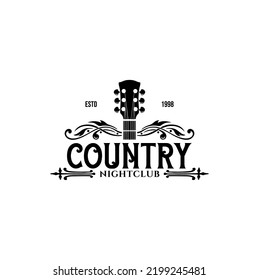 Country Music Night Club Logo Design Stock Vector (Royalty Free ...