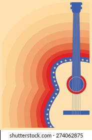 Country music poster with guitar on retro paper background