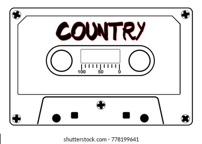 Country music retro cassette magnetic tape