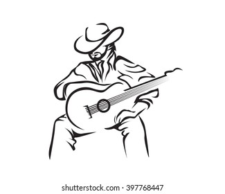 Country Music Singer Holding a Guitar