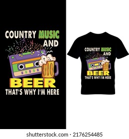  Country Music Vintage Beer Funny – Music T-shirt Design – Musician T-Shirts – Music Slogan Shirt – Music Lover Shirt– Printable Sublimation Design.