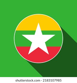 País Myanmar. Bandera de Myanmar. Ilustración vectorial.