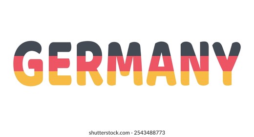 The country name GERMANY is displayed in large, bold letters. Each letter is filled with the colors of the German flag.