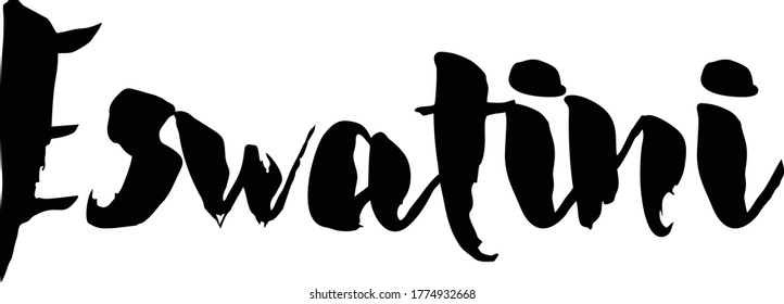 Eswatini  Country Name Handwritten Font Calligraphy