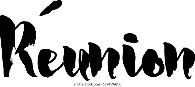 Réunion Country Name Handwritten Text Calligraphy