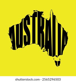 Country name inside map, Australian maps, minimalist maps, vector artwork