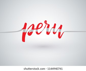 Country Name Written on White Background : Peru : Vector Illustration