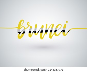 Country Name Written on White Background : Brunei : Vector Illustration