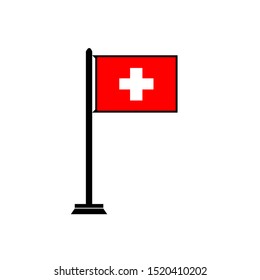 country pole with the nation flag of swiss