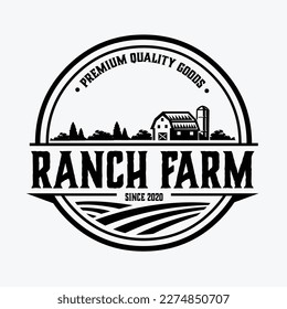 Country Ranch Farm Emblem Logo vector Design. Best for Ranch Farm Related Industry Logo
