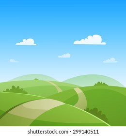 Vector Illustration Landscape Field Background Cartoon Stock Vector ...