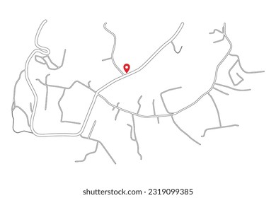 Country road map. Simple hand drawing in thin lines. Isolated vector illustration.