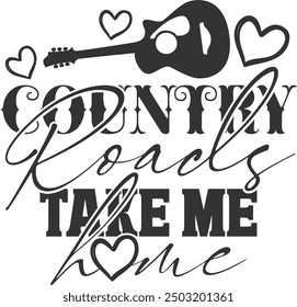 Country Roads Take Me Home - Country Music Illustration