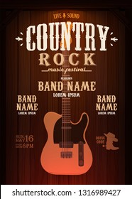 country rock music evening wild west vertical poster with electro guitar