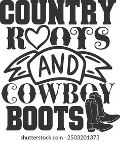 Country Roots And Cowboy Boots - Country Music Illustration