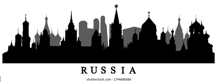 Country Russia, silhouette of buildings. Vector illustration