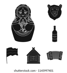 Country Russia, travel black icons in set collection for design. Attractions and features vector symbol stock web illustration.
