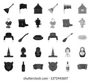 Country Russia, travel black.mono icons in set collection for design. Attractions and features vector symbol stock web illustration.