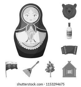Country Russia, travel monochrome icons in set collection for design. Attractions and features vector symbol stock web illustration.