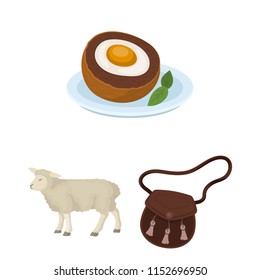 Country Scotland cartoon icons in set collection for design. Sightseeing, culture and tradition vector symbol stock web illustration.
