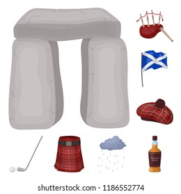 Country Scotland cartoon icons in set collection for design. Sightseeing, culture and tradition vector symbol stock web illustration.