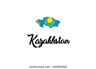 A Country Shape Illustration of Kazakhstan