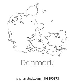 A Country Shape isolated on background of the country of Denmark