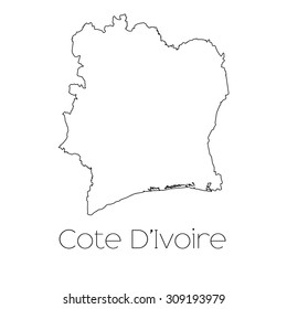 A Country Shape isolated on background of the country of Cote Divoire