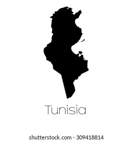 A Country Shape isolated on background of the country of Tunisia