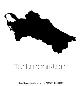 A Country Shape isolated on background of the country of Turkmenistan