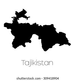 A Country Shape isolated on background of the country of Tajikistan