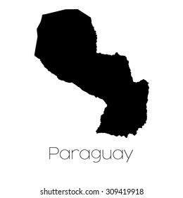 A Country Shape isolated on background of the country of Paraguay
