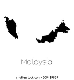 A Country Shape isolated on background of the country of Malaysia