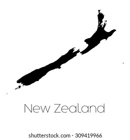A Country Shape isolated on background of the country of New Zealand