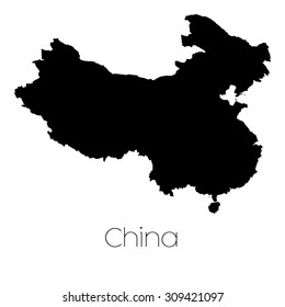 A Country Shape isolated on background of the country of China