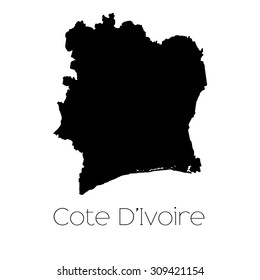 A Country Shape isolated on background of the country of Cote Divoire