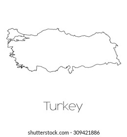 A Country Shape isolated on background of the country of Turkey 